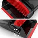 Broom with Dustpan Combo Set 54" Long Handle Adjustable Length Stainless Steel Broomstick Standing Dust Pan and Broom Set for Office Home Kitchen Lobby Floor Cleaning (Red and Black)