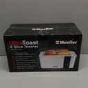 Mueller UltraToast Full Stainless Steel Toaster 4 Slice, Long Extra-Wide Slots for Bagels and Waffles, 6 Browning Levels, LED Display, Cancel/Defrost/Reheat Functions & Removable Tray, Kitchen Gadgets