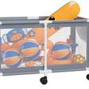 Extra Large Swimming Pool Storage Organizer Upgraded 280-Gallon Rolling Bin with Wheels Side Pockets Float Noodles Holder Mesh Cart for Pool Toys Swim Rings Surfboards Beach Gear Patio Yard Organizer