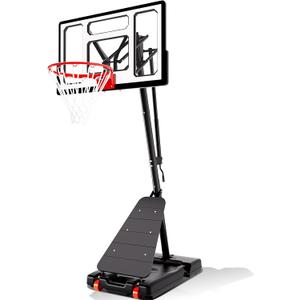 AWII SPORT Basketball Hoop Outdoor 40Inch Impact Backboard, 5.3-10FT Height Adjustable Basketball Hoop Goal System with Portable Wheels for Adults (White, 40inch Backboard)