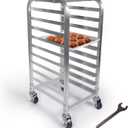 10-Tier Half Sheet Pan Rack - Commercial Aluminum Baking Sheet Rack for 18" x 13" Sheets/Pan, Speed Rack with Lockable Casters for Kitchens - Sheet Pan NOT Included - 18" x 15.25" x 36"