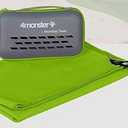 4Monster Quick Dry Travel Towel with Case & Carabiner – Super Absorbent Microfiber Gym & Camping Towel. Compact, Lightweight, Fast Drying for Beach, Swimming, Hiking, Backpacking, Green, 40.00" x 20.00"