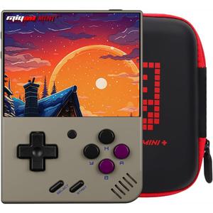 Gift for Men Women, Miyoo Mini Plus with Portable Case Retro Emulator Handheld Game Console with WiFi & RTC, Christmas Stocking Stuffers for Men, Mens Gifts for Dad,Husband, 3000+Classes Game, Gray