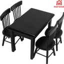 Miniature Dining Table and Chairs Set 5pcs 1:12 Scale Dollhouse Room Furniture Kitchen Mini Wooden Chair Accessories, Model Accessory Decoration for Doll House DIY Hobby, Black