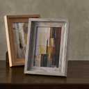 Picture Frame Set, 4x6 Photo Frames with Foldable Stand, Stylish Tabletop Display, Durable Wood Design, 3Pcs, Brown, Marble, Natural Wood Color