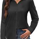 siliteelon Women's Stain Shield Dress Shirts Wrinkle Free Long Sleeve Shirts Solid Work Business Button Down Shirts,M