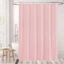 AmazerBath Blush Pink Shower Curtain Fabric, Waffle Shower Curtain Heavy Duty 240GSM, Hotel Quality Bathroom Shower Curtains, 72 x 72 Inches