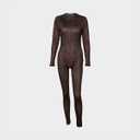 Womens Sexy Club Outfit Leopard Print Jumpsuit for Women Bodycon Cheetah Romper Y2K Birthday Party Night Out Streetwear (Brown, S)