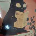 Funny Black Cat Bathroom Canvas Wall Art Cat On Toilet Reading Newspaper Painting Picture Wall Decor Cute , 12" x 16"