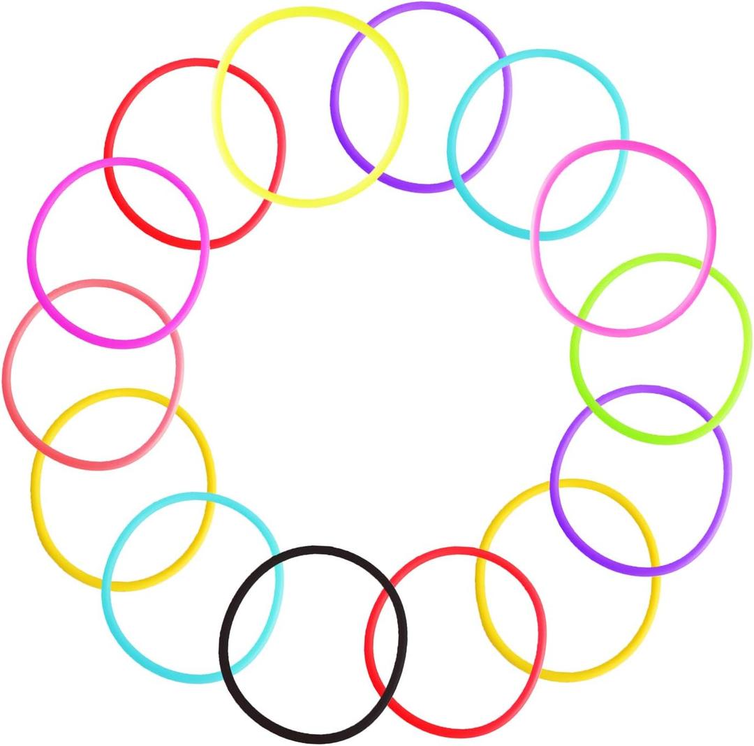 6Pack DFYOUHOME 80s Party Bracelets Rainbow 10 Colors Silicone Jelly Glow Wristbands Luminous Hair Ties for Christmas Party Favors, Adults, Women, Girls Gifts (30PCS)