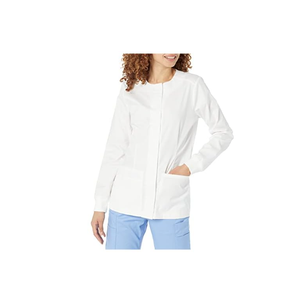 Amazon Essentials Women's Scrub Snap Jacket, White, S