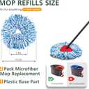 4 Pack Spin Mop Refill Replacement Head Compatible with EasyWring 1-Tank System Spinning Mop, with 1 Swivel Mop Base, 100% Microfiber Deep Cleaning Machine Washable - Blue