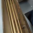 Heavy Duty Double Curtain Rod with Palm Leaves Finials and Aluminum Bouquet Brackets,Double Curtain Rods for Windows 140 to 164 Inches,1 Inch Front, 5/8 Inch Back Double Rods,Gold