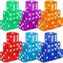 Hooqict 36 Pieces Casino Dice Set 19mm Large Dice Game Acrylic 6 Sided Colored Dice Bulk for Casino Vegas Math Classroom Supplies Board Games (Red, Blue, Purple, Green, Orange)