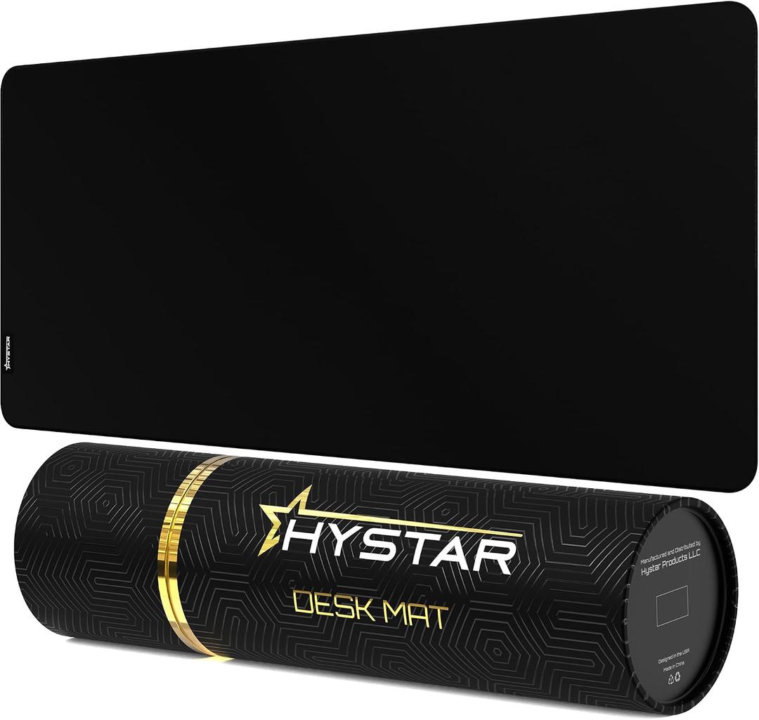 Hystar Extended Gaming Mouse Pad | XXXL 45" x 20" | 5mm Thick, Waterproof Surface, Smooth Polyester Fabric, and Natural Rubber Base | Classic Black
