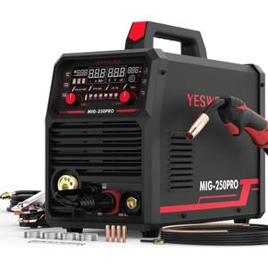 YESWELDER MIG-250PRO Aluminum MIG Welder, 250A 110V/220V Advanced Digital Display, MIG/Pulsed MIG/Flux Core/Spool Gun MIG/Lift TIG/Stick 6-In-1 Multiprocess Welding Machine, Spool Gun Compatible