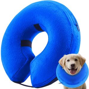 Inflatable Dog Cone Collar (XL Size), Soft Blow-up Protective Recovery Collar, Pet Donut Cone, Comfy Elizabethan Collar After Surgery for Large Dog to Prevent Biting Scratching, Blue (Extra Large [Neck: 18"-23"])