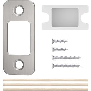 Satin Nickel 1" X 2 1/4" Deadbolt Strike Plate Door Backplate Round Corner Door Strike Plate with Wood Dowels