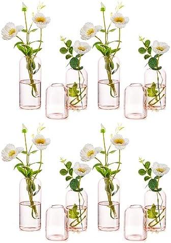 Black Glass Bud Vases for Flowers - Hewory Set of 12 Blown Modern Small Glass Vases for Centerpieces, Mini Bulk Flower Vase for Wedding Party Events Home Decor Floral Arrangements (Not Include Flower)