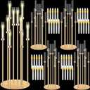 Tandefio 4 Pcs 10 Arm Wedding Gold Candelabra Floor Centerpieces with 40 LED Candle 46.5'' Tall Candlestick Metal Holder with Lampshade Fit 0.8 for Ceremony Party Dinner Table Easter Birthday Holiday