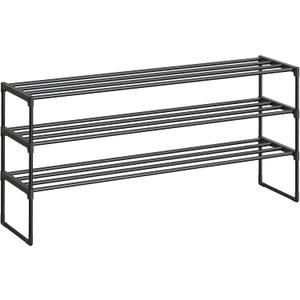 SONGMICS Shoe Rack, 3-Tier Shoe Organizer, Metal Storage Shelf, Upright or Upside Down, for 20-24 Pairs, Stackable, for Entryway, 11.8 x 46.1 x 21.7 Inches, Black ULSA033B01 (3 Tiers (46.1"W), Black)