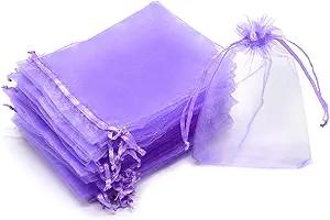 Purple Organza Gift Bags Marbles Coins Bags with Drawstring Party Wedding Bags Pouches Candy Bags