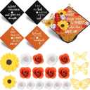 Gersoniel 36 Pcs DIY Graduation Cap Decorations Accessory Kit Handmade Paper Flowers Inspirational Cardstock 3D Butterfly Stickers for DIY Hat Grad Cap Topper Graduation Party Supplies(Orange)