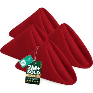 Utopia Home [24 Pack, Red] Cloth Napkins 17x17 Inches, 100% Polyester Hemmed Edges, Washable and Reusable Ideal for Parties, Weddings and Dinners