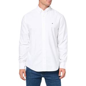 Tommy Hilfiger Men's Long Sleeve Oxford Shirts in Regular Fit, Men's Button Down Shirts, Also Available in Big and Tall (White, M)