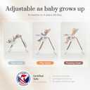 Mallify Foldable High Chairs for Babies and Toddlers, 3-in-1 Convertible Baby High Chair with Removable Soft Cushion and Tray, Adjustable Height & Recline, Lockable Wheels, Ligh Gray