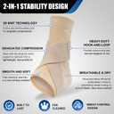 ABIRAM Ankle Brace for Men & Women - Adjustable Support & Compression Sleeve with Wrap for Sprained Ankle, Plantar Fasciitis, Achilles Tendonitis - Breathable Guard for Running, Sports, Recovery, EU 38.5