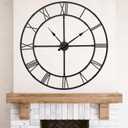 40In Large Wall Clock for Living Room, Easy Assembly Roman Numeral | Non-ticking metal farmhouse wall clock, easy assembly, oversized living room decorative decor