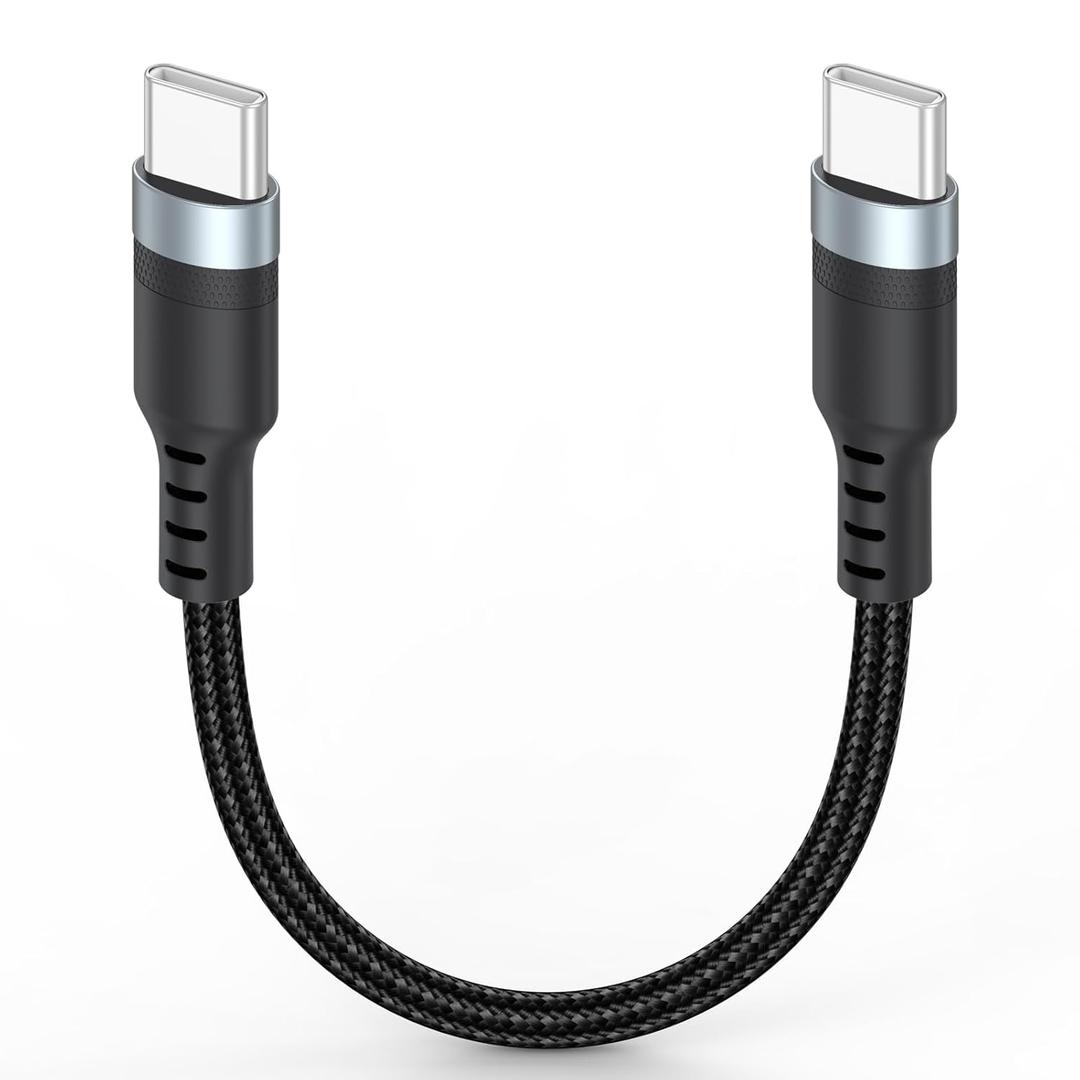 Short USB C to USB C Cable 3 inch, 60W PD Fast Charging Type-C Cord, USBC 2.0 480Mbps Data Transfer Braided Compatible with Travel Power Bank, iphone 17/16/15 Galaxy Google Pixel iPod Pro SSD (10CM)