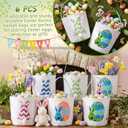 Honeydak 6 PCS Easter Eggs Hunt Basket for Kids Bunny Canvas Rabbit Tote Carry Bucket Bags(Color 6,Mixed Easter Egg Bunny)