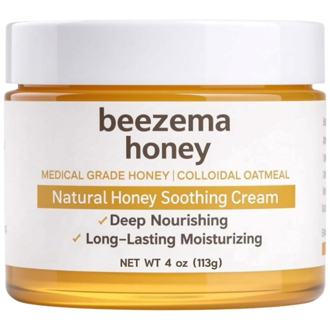 Beezema Medical Grade Honey, with Manuka Honey, Colloidal Oatmeal & Natural Oils, Natural Lotion, for Relieving Dry Skin on Hands and Body. Fast-Absorbing & Non-Greasy, Unscented - 4oz (1)