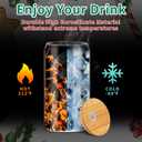 Umigy 6 Pcs Christmas Gift Glasses Cups 16oz Peppermint Candy Cane Cups Christmas Can Shaped Glassware with Bamboo Lids Holiday Drinking Glasses for Iced Coffee Hot Cocoa Bar Cocktails