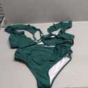 AI'MAGE Women High Waisted Bikini Sets Tummy Control Swimsuits Ruffle Sleeve Two Piece Bathing Suit V Neck Swimwear Small (Green)