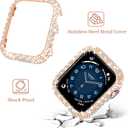 Mosonio Case Cover Compatible with Apple Watch 44mm, Full Bling Metal Watch case 44mm for Women, Shiny and Durable Protective Case Cover for iwatch Series 6 5 4 Se 44 mm (Rose Gold,44mm)