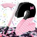 15.7 x 11.5 x 3 Inch Pink Bow Number 2 Pinata,Pink Bow Birthday Decorations, Fillable Hanging Piata with Stick Blindfold Confetti for Girls Boys 2nd Anniversary Party Decorations