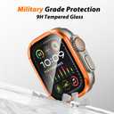 Amizee 2 Pack Metal Case Compatible with Apple Watch Ultra 3/2/1 Screen Protector Case 49mm with Tempered Glass, Metal Frame Built in HD Glass Protective Cover for iWatch 49mm (C-Orange)