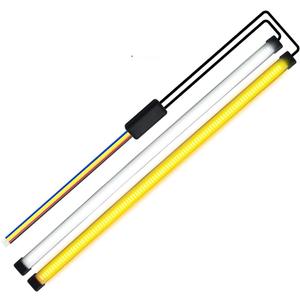YEORO 11.8'' Universal Motorcycle LED Tail Light Strip, 3 in 1 Fuctions DRLs Brake Light White & Turn Signal Light Amber 108 LEDs Flexible Strip for Motorcycle,Car,ATV. (White+Amber)