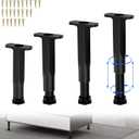 Adjustable Height Center Bed Support Leg for Sagging Shelf, Furniture Legs for Frame,Slat and Riser, Adjustable Height 7"-13.5" (4PCS)