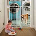 Retractable Baby Gates, Pet Gate with Cat Door - 33" Tall, Extends to 55" Wide, Mesh Baby Gate with Door for Cats/Small Dogs, Easy Install for Doorways, Indoor &Outdoor,Black