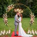 Will You Marry Me Sign 6.6 ft Large Metal Round Wedding Arch Stand Marry Me LED Neon Light Sign Proposal Decoration Red Carpet Aisle 4000pcs Rose Petals for Proposal Engagement Anniversary, 16.54 x 9.84 inches, 6.56 ft