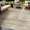 GENIMO Outdoor & Indoor Area Rug 8'x10', Waterproof, Non-Shedding, Easy Cleaning, Abstract Mat for Patio, Living Room, Balcony, Dining Room, Deck, RV, Bedroom, Camping, Outside Carpet, Brown
