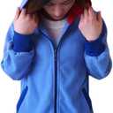 King Ma Unisex Cute Cartoon Zipper up Hoodie Tops Cosplay Costume (Medium, Royal Blue)
