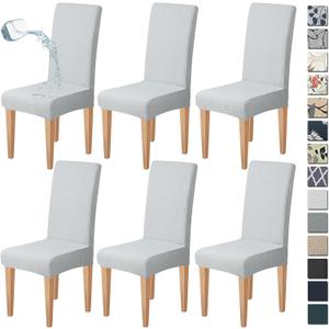 Dioxide Waterproof Chair Covers for Dining Chairs, Stretch Dining Chair Covers Set of 6, Parson Chair Slipcovers, Removable Washable Kitchen Chairs Seat Covers Protectors for Home Restaurant Banquet (Lightgrey)