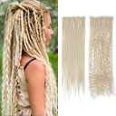 10 PCS Mixed Clip in Dreadlock Extensions, 24 inch Synthetic Dreads Extensions, Thin Straight Dreadlock for White Women, 613#