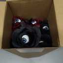 MTLEE 12 Pieces Halloween Eyeball Flowers Artificial Silk Roses Flowers Faux Eyeballs Rose Gothic Rose Bushes for Halloween Party Home Decorations(Black, Red)