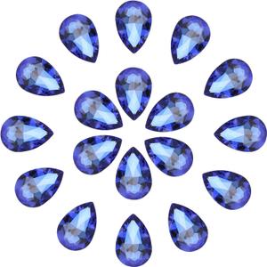 MECCANIXITY 20Pcs 20 x 30mm Teardrop Rhinestones Glass Pointed Back Rhinestone Beads Gems for Jewelry Making Costume Crystal Embellishments Crafts,Light Blue